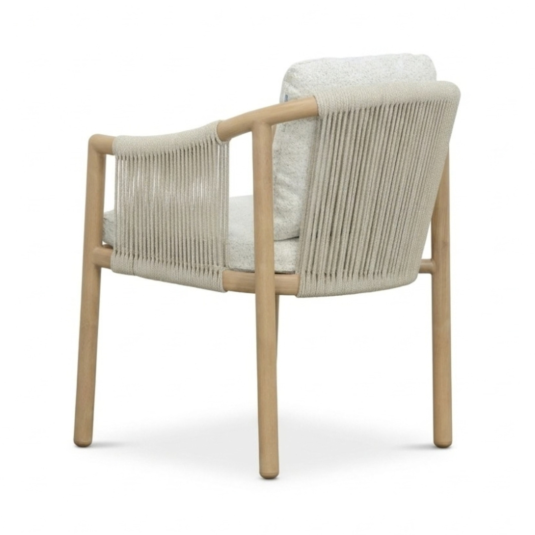Sora dining tuinstoel | touw + aluminium | beige