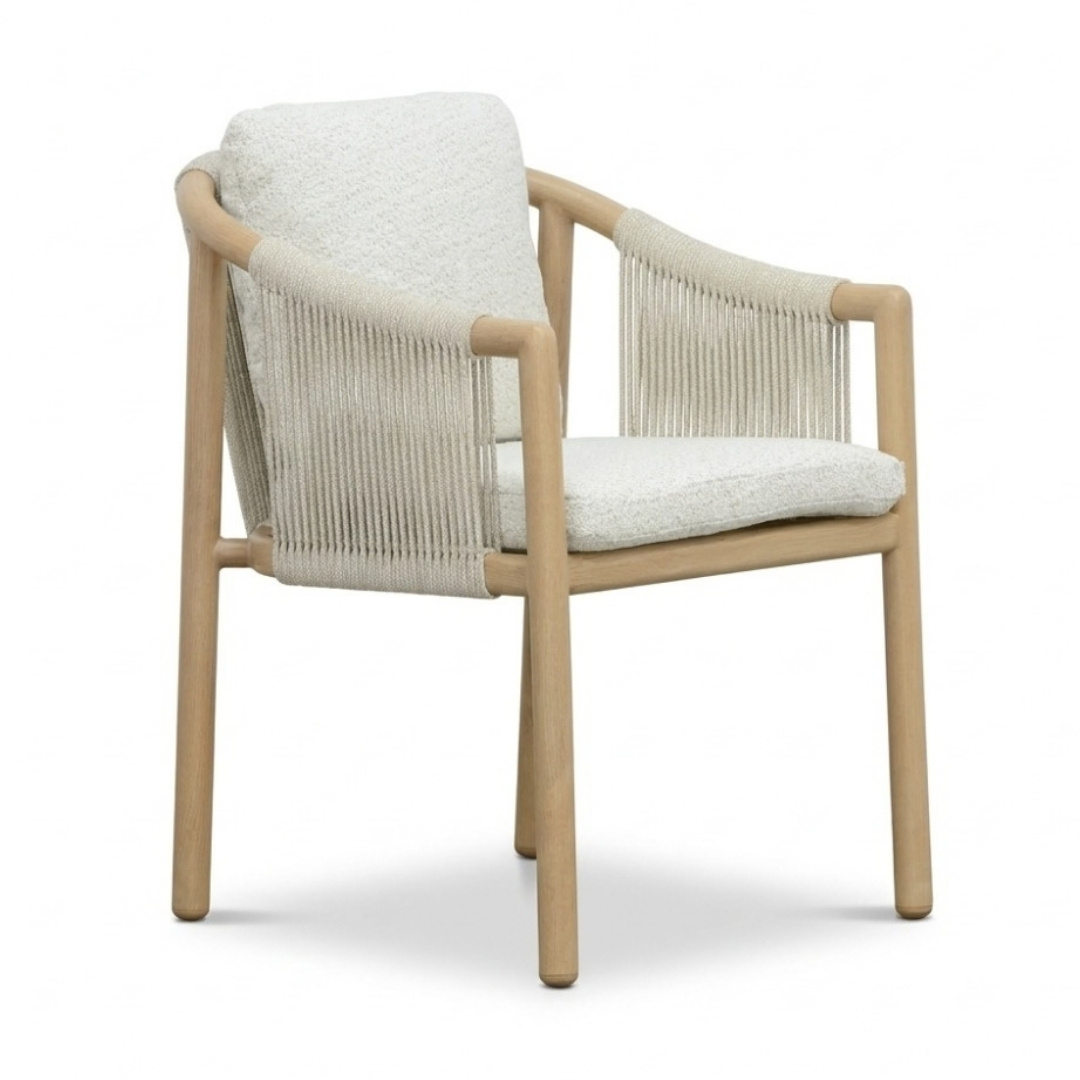 Sora dining tuinstoel | touw + aluminium | beige