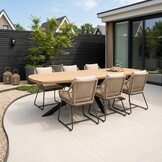 Salo/Portofino Sahara Dust dining tuinset | 6 personen | hardhout + touw | 240cm Deens