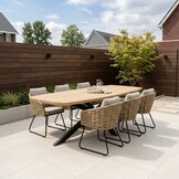 Salo/Flora Sahara Dust dining tuinset | 6 personen | hardhout + touw | 240cm Deens