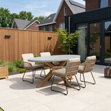 Livorno/Harper Sahara Dust dining tuinset | 4 personen | polystone + touw | 200cm