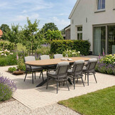 Texas antraciet/Alicante antraciet dining tuinset | 6 personen | polywood + wicker | 260cm
