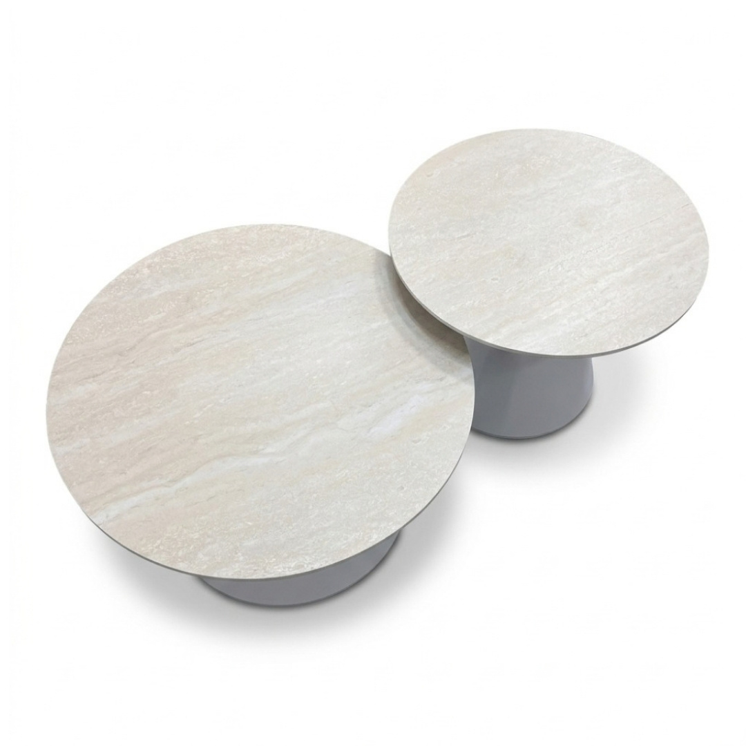 Bellagio koffietafel | sintered stone + aluminium | Marble | 80cm rond