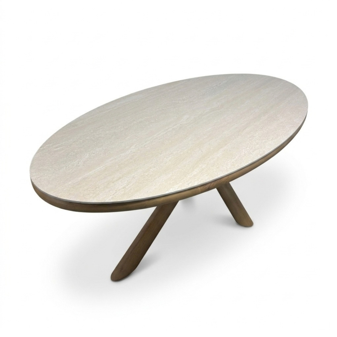 Serenza dining tuintafel | sintered stone + aluminium | Marble | 240cm ovaal