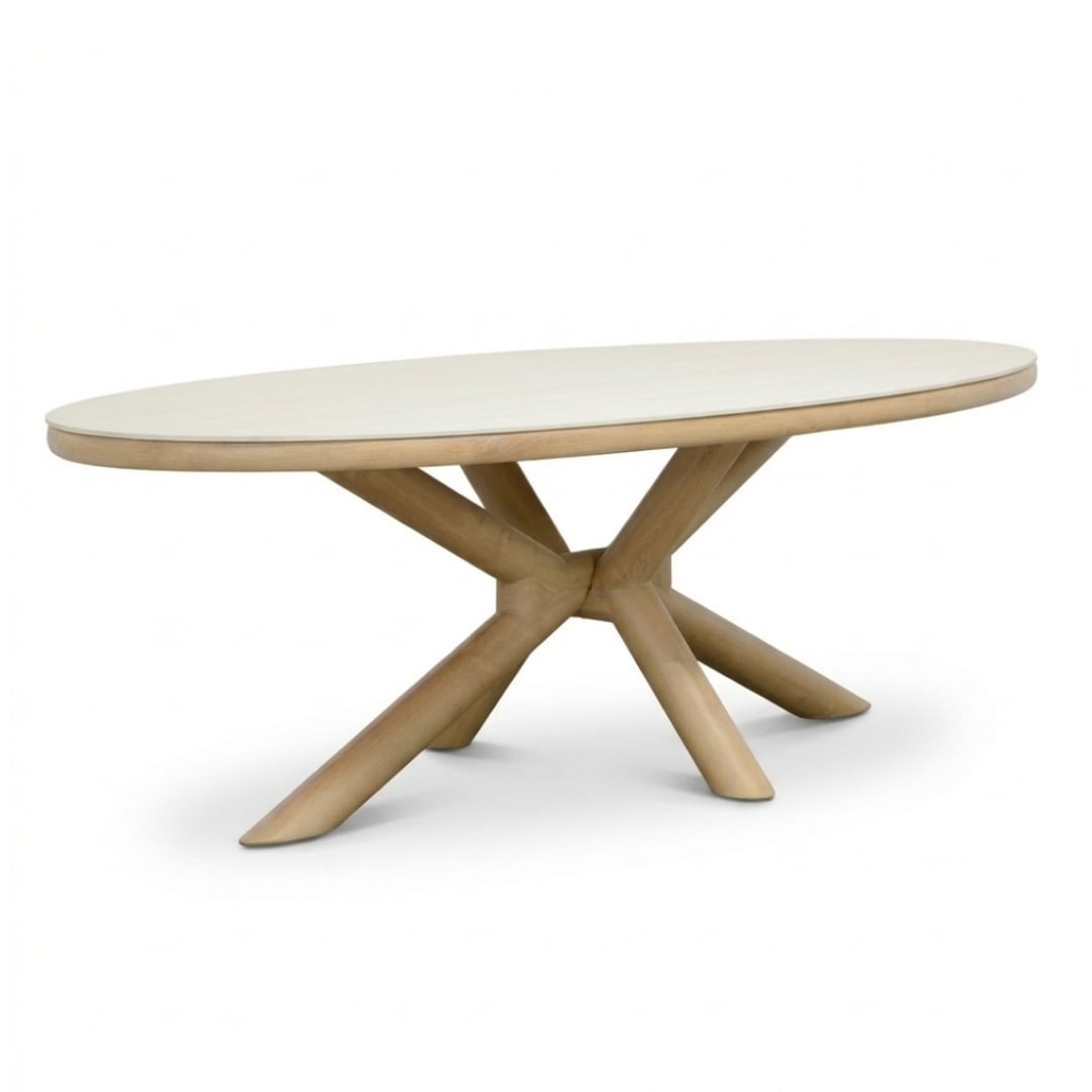 Serenza dining tuintafel | sintered stone + aluminium | Marble | 240cm ovaal