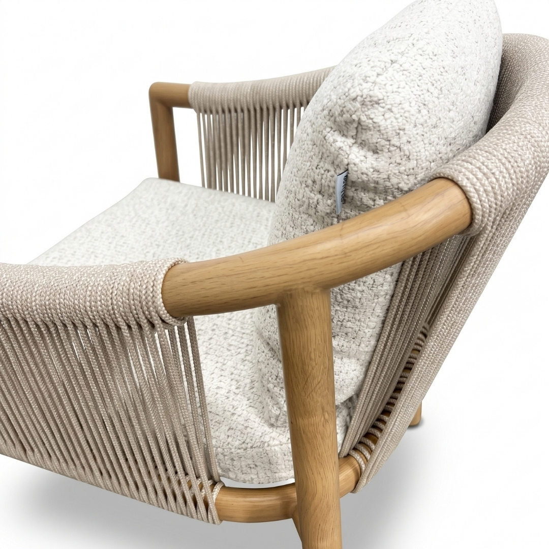 Sora dining tuinstoel | touw + aluminium | beige
