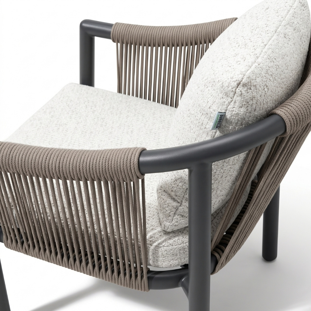 Sora dining tuinstoel | touw + aluminium | antraciet