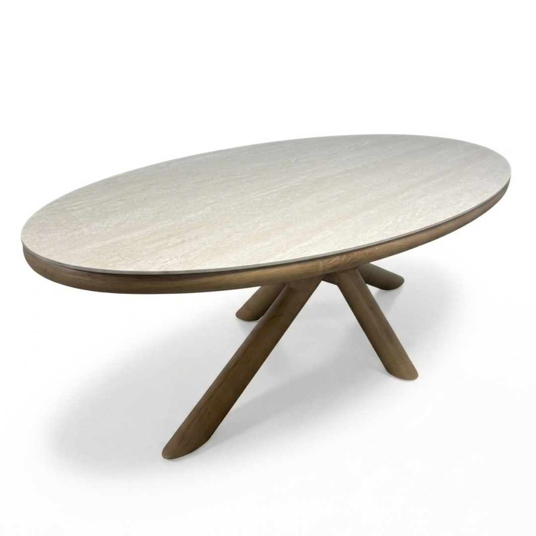 Serenza dining tuintafel | sintered stone + aluminium | Marble | 240cm ovaal