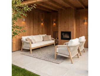 Bellagio stoel-bank loungeset | touw + aluminium | beige | 3-delig