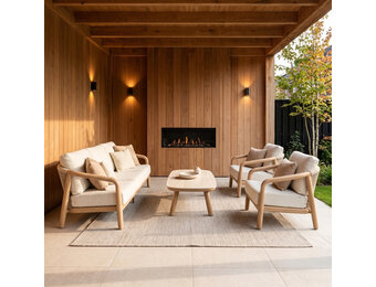 Serenza stoel-bank loungeset | touw + aluminium | beige | 4-delig