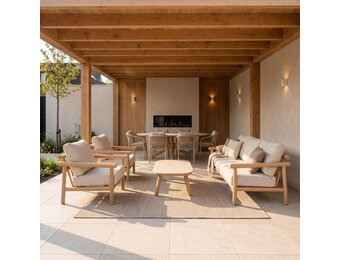 Tivoli stoel-bank loungeset | aluminium + sintered stone | beige | 4-delig
