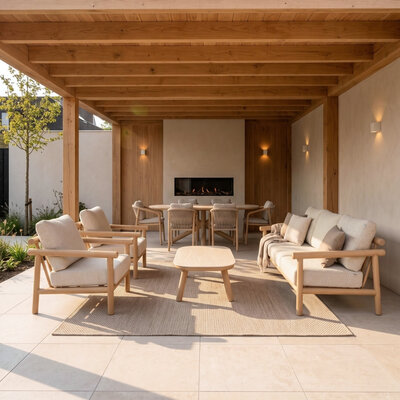 Tivoli stoel-bank loungeset | aluminium + sintered stone | beige | 4-delig