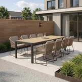 Liverpool/Tulum Sahara Dust dining tuinset | 8 personen | polywood + touw | 258cm