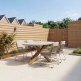 Livorno/Gianna Almond Beige dining tuinset | 4 personen | polystone + touw | 200cm