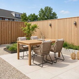 Singapore/Portofino Sahara Dust dining tuinset | 4 personen | teakhout + touw | 150cm