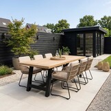 James/Harper Sahara Dust dining tuinset | 6 personen | teakhout + touw | 260cm
