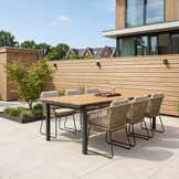 Montana/Tulum Sahara Dust dining tuinset | 6 personen | aluminium + touw | 240x100cm