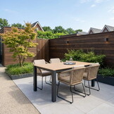 Manhattan antraciet/Tulum Sahara Dust dining tuinset | 4 personen | polywood + touw | 180cm