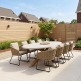 Livorno/Flora Sahara Dust dining tuinset | 8 personen | polystone + touw | 280cm