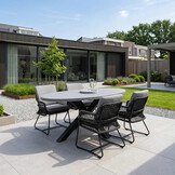 Stockholm/Gianna Stone Grey dining tuinset | 4 personen | polystone + touw | 200cm
