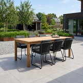Singapore/Tulum Lava Grey dining tuinset | 6 personen | teakhout + touw | 200cm