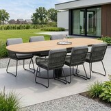 Panama antraciet/Harper Stone Grey dining tuinset | 6 personen | polywood + touw | 260cm