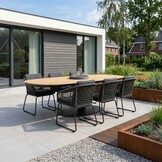 Panama antraciet/Tulum Lava Grey dining tuinset | 6 personen | polywood + touw | 260cm