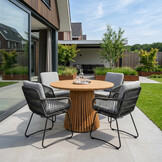 Palau/Harper Stone Grey dining tuinset | 4 personen | teakhout + touw | Ø120cm