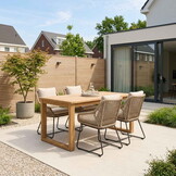 Corfu/Portofino Sahara Dust dining tuinset | 4 personen | teakhout + touw | 150cm