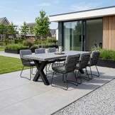 Lyon/Harper Stone Grey dining tuinset | 6 personen | polystone + touw | 250cm