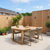 Corfu/Tulum Sahara Dust dining tuinset | 4 personen | teakhout + touw | 150cm