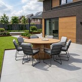 Palau/Harper Stone Grey dining tuinset | 8 personen | teakhout + touw | 180cm