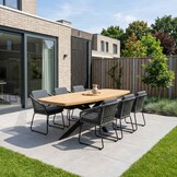 Salo/Tulum Lava Grey dining tuinset | 6 personen | hardhout + touw | 240cm Deens