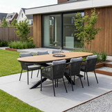Texas antraciet/Lexis Stone Grey dining tuinset | 6 personen | polywood + touw | 260cm