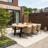 James/Flora Sahara Dust dining tuinset | 6 personen | teakhout + touw | 260cm
