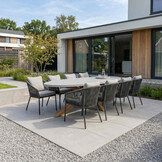 Livorno/Lexis Stone Grey dining tuinset | 8 personen | polystone + touw | 280cm