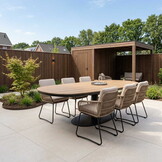 Panama antraciet/Harper Sahara Dust dining tuinset | 6 personen | polywood + touw | 260cm