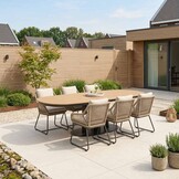 Panama antraciet/Portofino Sahara Dust dining tuinset | 6 personen | polywood + touw | 260cm