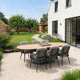 Panama antraciet/Alicante antraciet dining tuinset | 6 personen | polywood + wicker | 260cm