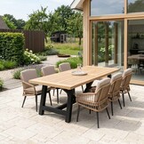 James/Alicante zand dining tuinset | 6 personen | teakhout + wicker | 260cm