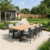 James/Alicante antraciet dining tuinset | 6 personen | teakhout + wicker | 260cm