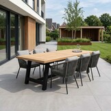 James/Lexis Stone Grey dining tuinset | 6 personen | teakhout + touw | 260cm