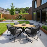 Corsica/Tulum Lava Grey dining tuinset | 6 personen | polywood + touw | 158cm