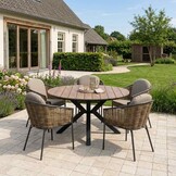 Cervo bruin/Lucca dining tuinset | 5 personen | polywood + wicker | 144cm rond