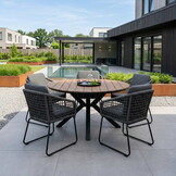 Cervo bruin/Tulum Lava Grey dining tuinset | 5 personen | polywood + touw | 144cm rond