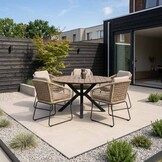 Cervo bruin/Tulum Sahara Dust dining tuinset | 5 personen | polywood + touw | 144cm rond