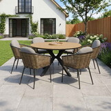Cervo/Lucca dining tuinset | 6 personen | polywood + wicker | Ø144cm rond