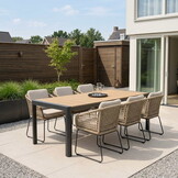 Liverpool/Tulum Sahara Dust dining tuinset | 6 personen | polywood + touw | 205cm
