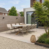 Livorno/Gianna Almond Beige dining tuinset | 8 personen | polystone + touw | 280cm