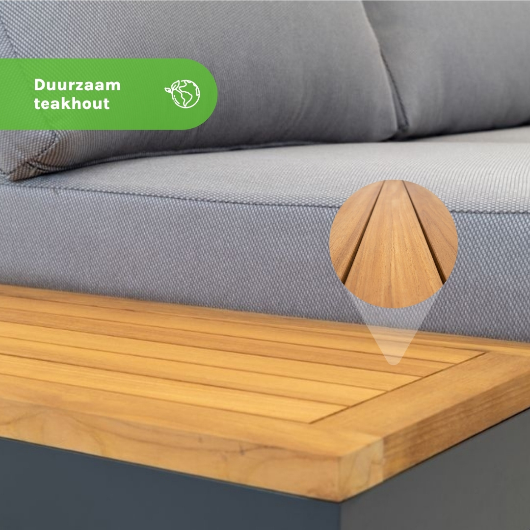 Barbados hoek loungeset 6 personen | aluminium + teakhout | Natural Teak | 4-delig - 323x245cm